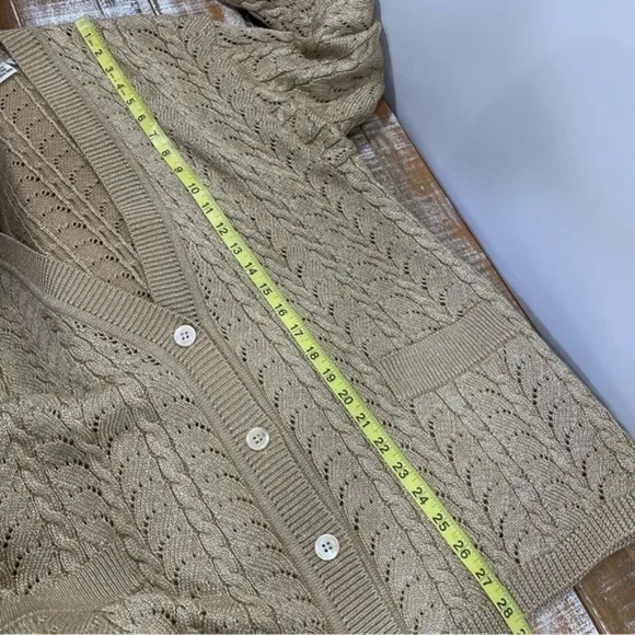 DKNY Knitted Cardigan Sweater Top Size M Color Tan