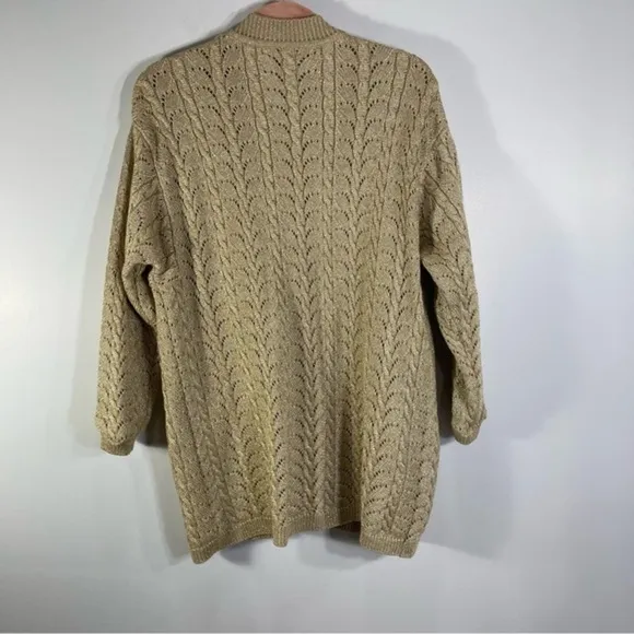 DKNY Knitted Cardigan Sweater Top Size M Color Tan