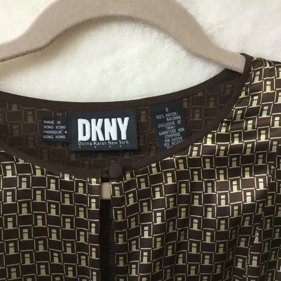 DKNY Vintage Brown Short Sleeve Midi Dress