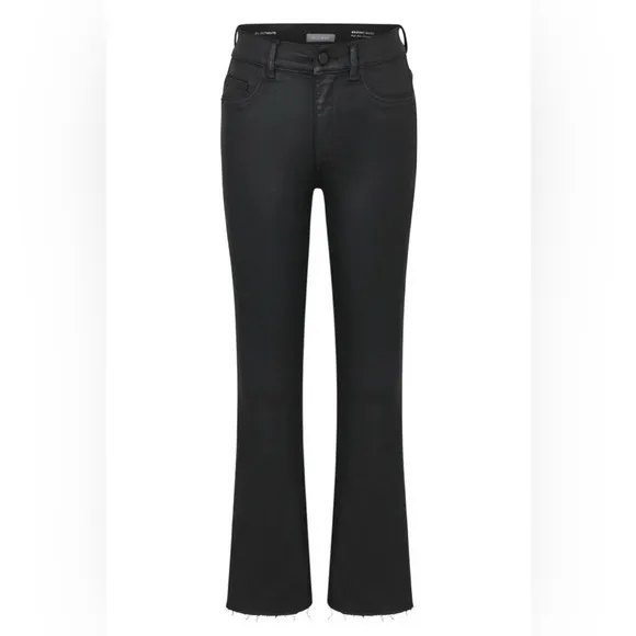 DL1961 Bridget Boot High Rise Instasculpt Crop Black Coated Stretch Quiet Luxury