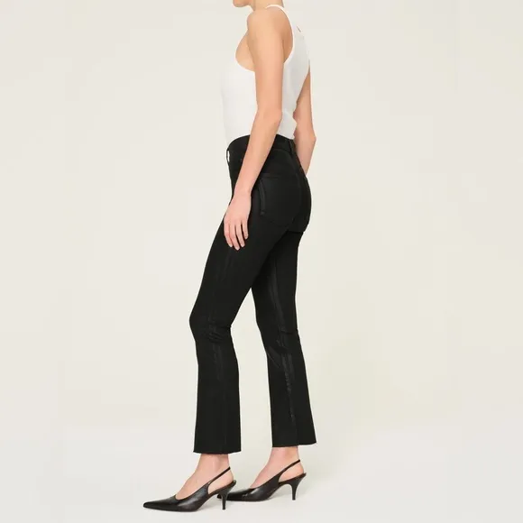 DL1961 Bridget Boot High Rise Instasculpt Crop Black Coated Stretch Quiet Luxury