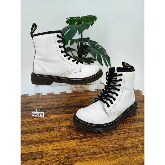 Doc. Martens Girl’s White Combat Side Zip Casual Boots Size 2 US