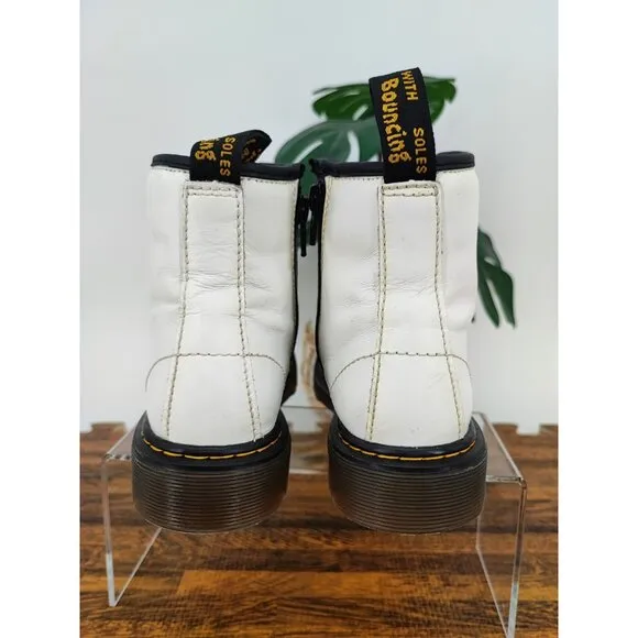 Doc. Martens Girl’s White Combat Side Zip Casual Boots Size 2 US