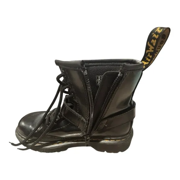 Doc Martens Leather Side-zip with Lace-Up Bouncing Sole Boots Girls Size 1
