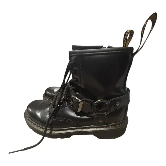Doc Martens Leather Side-zip with Lace-Up Bouncing Sole Boots Girls Size 1