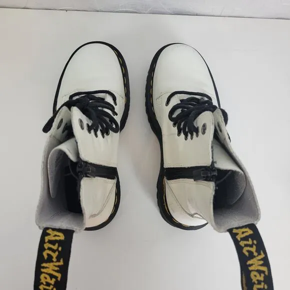 Doc Martens Womens Shoes Size 6 White Round Toe High Platform Side Zip Boots