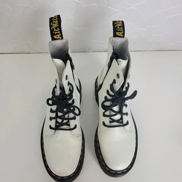 Doc Martens Womens Shoes Size 6 White Round Toe High Platform Side Zip Boots