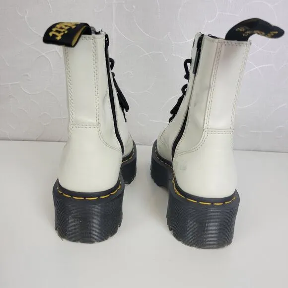 Doc Martens Womens Shoes Size 6 White Round Toe High Platform Side Zip Boots