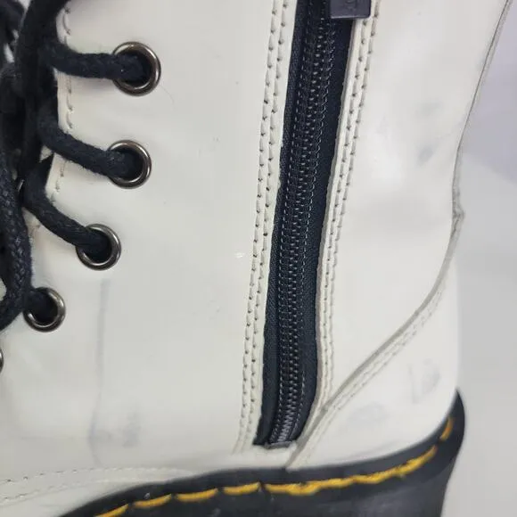 Doc Martens Womens Shoes Size 6 White Round Toe High Platform Side Zip Boots