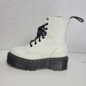 Doc Martens Womens Shoes Size 6 White Round Toe High Platform Side Zip Boots