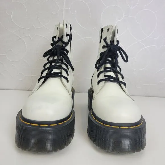 Doc Martens Womens Shoes Size 6 White Round Toe High Platform Side Zip Boots