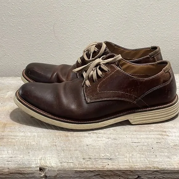 Dockers Mens‎ 10.5 M Never Wet 90-36211 Brown Leather Round Toe Shoes