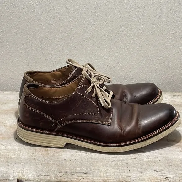 Dockers Mens‎ 10.5 M Never Wet 90-36211 Brown Leather Round Toe Shoes