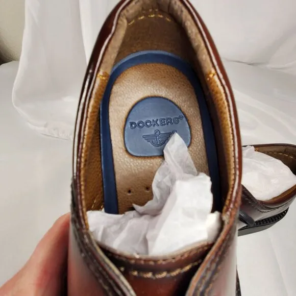 Dockers Mens Brown Gordon Cap-Toe Oxford Dress Shoes Size 8M Genuine Leather