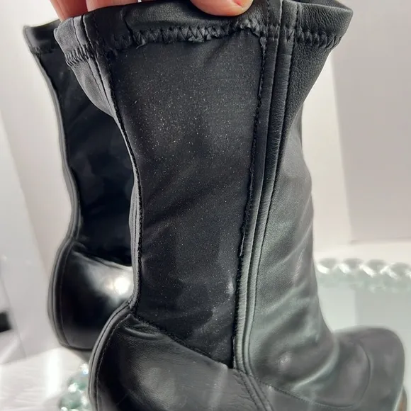 DOLCE &amp; Gabbana black Stretch leather jersey ankle boots size 41