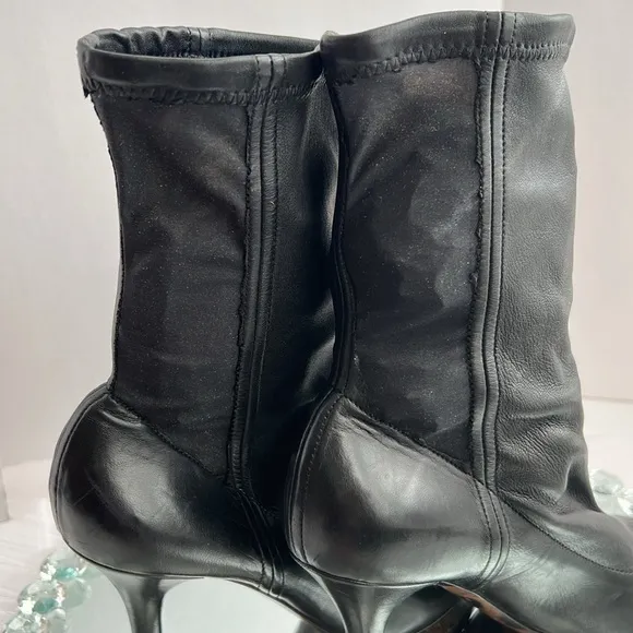 DOLCE &amp; Gabbana black Stretch leather jersey ankle boots size 41