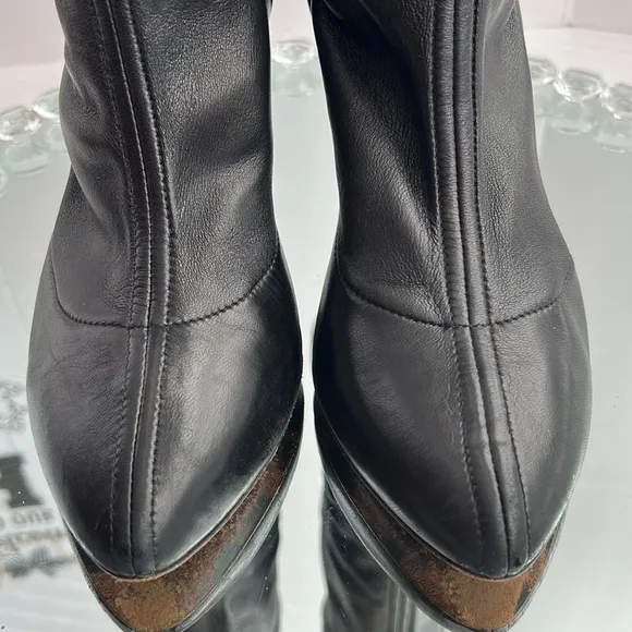 DOLCE &amp; Gabbana black Stretch leather jersey ankle boots size 41