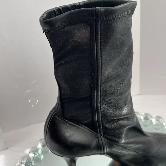 DOLCE &amp; Gabbana black Stretch leather jersey ankle boots size 41