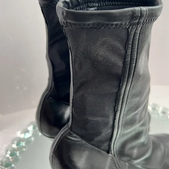 DOLCE &amp; Gabbana black Stretch leather jersey ankle boots size 41