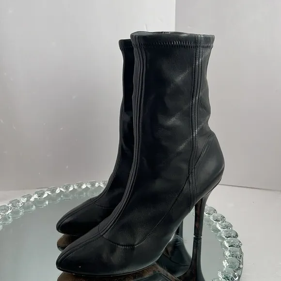 DOLCE &amp; Gabbana black Stretch leather jersey ankle boots size 41