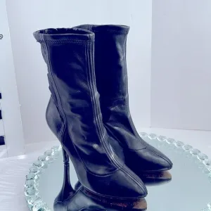 DOLCE &amp; Gabbana black Stretch leather jersey ankle boots size 41