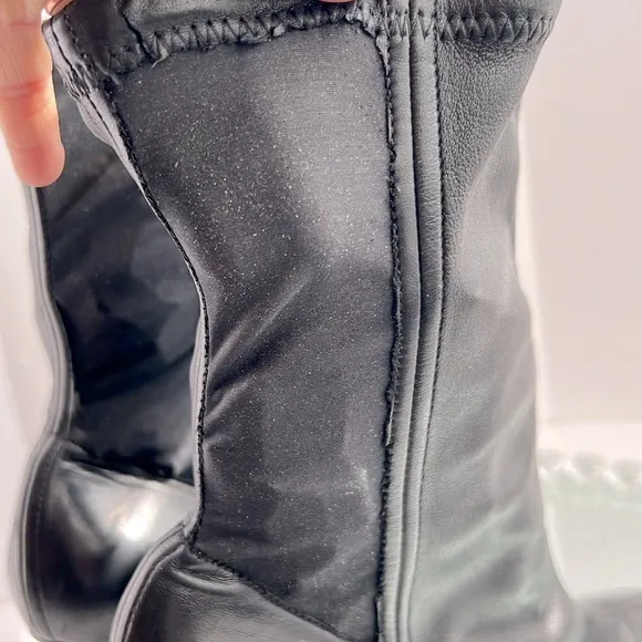 DOLCE &amp; Gabbana black Stretch leather jersey ankle boots size 41