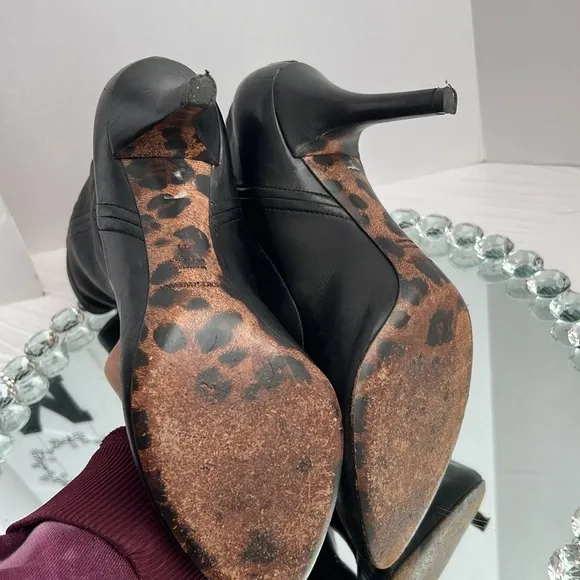 DOLCE &amp; Gabbana black Stretch leather jersey ankle boots size 41