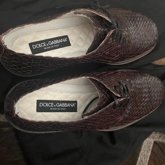 Dolce &amp; Gabbana Men’s woven lace up shoes/brown/9