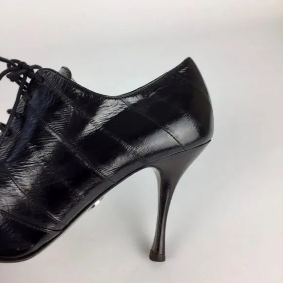 Dolce Gabbana Black Lace Up Oxford Stiletto Booties size EU 36.5 US 6.5