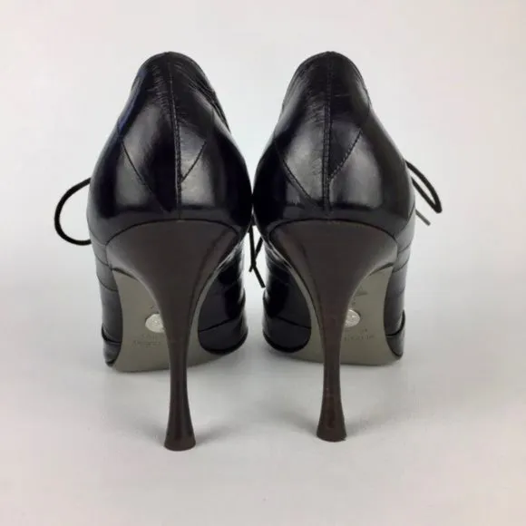 Dolce Gabbana Black Lace Up Oxford Stiletto Booties size EU 36.5 US 6.5