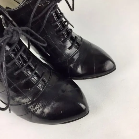Dolce Gabbana Black Lace Up Oxford Stiletto Booties size EU 36.5 US 6.5
