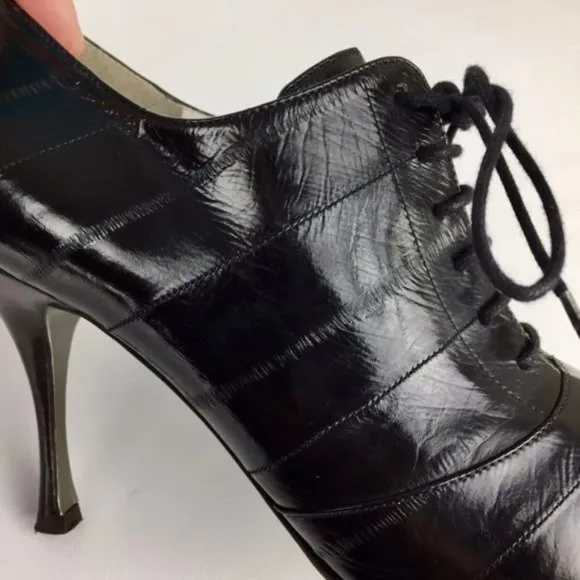 Dolce Gabbana Black Lace Up Oxford Stiletto Booties size EU 36.5 US 6.5
