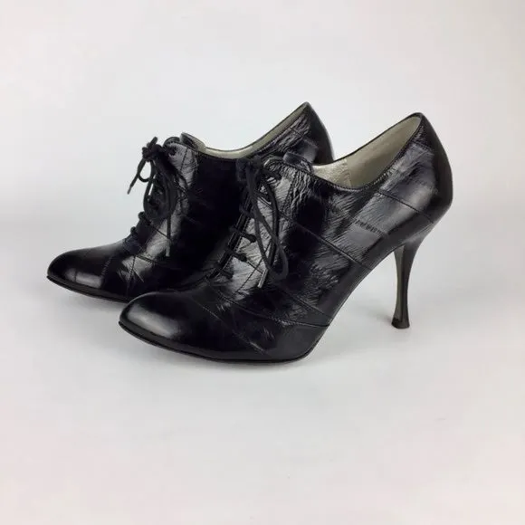 Dolce Gabbana Black Lace Up Oxford Stiletto Booties size EU 36.5 US 6.5