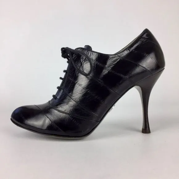 Dolce Gabbana Black Lace Up Oxford Stiletto Booties size EU 36.5 US 6.5