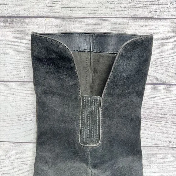 Dolce Vita Over the Knee Boots Gray Suede Size 7.5 Block Heel Side Zip Up Winter