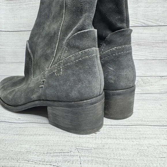 Dolce Vita Over the Knee Boots Gray Suede Size 7.5 Block Heel Side Zip Up Winter