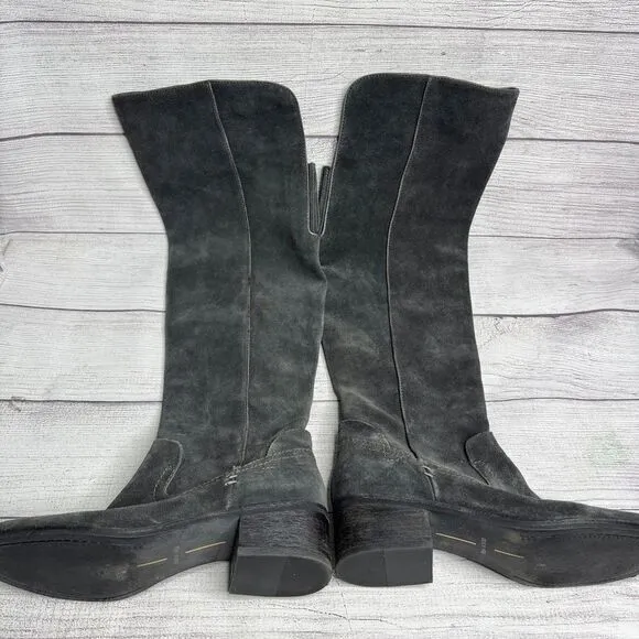 Dolce Vita Over the Knee Boots Gray Suede Size 7.5 Block Heel Side Zip Up Winter