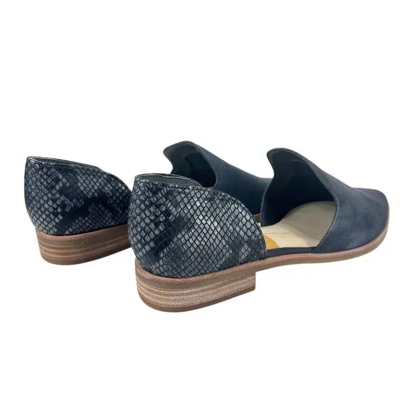 Dolce Vita Women 8.5M‎ Kelsa Pointed Toe Flats in Anthracite Suede &amp; Snake Print