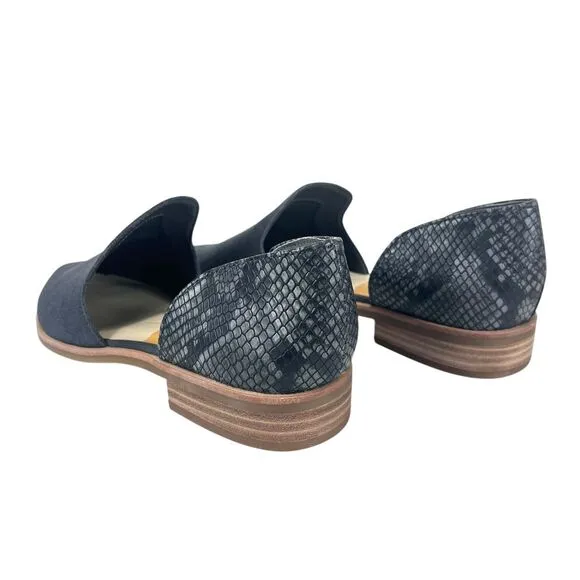 Dolce Vita Women 8.5M‎ Kelsa Pointed Toe Flats in Anthracite Suede &amp; Snake Print