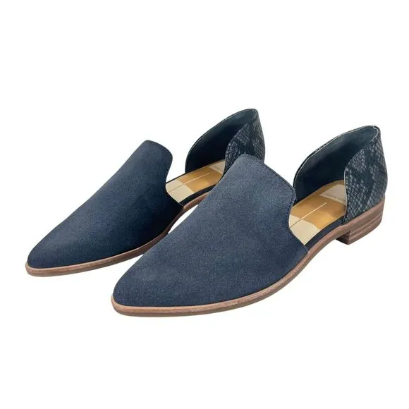 Dolce Vita Women 8.5M‎ Kelsa Pointed Toe Flats in Anthracite Suede &amp; Snake Print