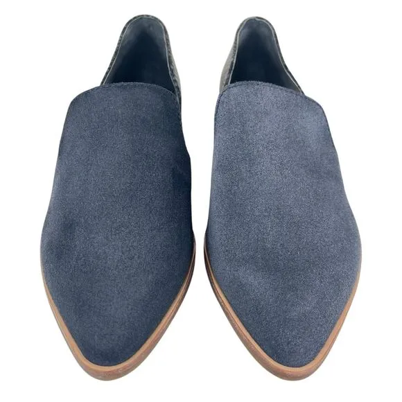 Dolce Vita Women 8.5M‎ Kelsa Pointed Toe Flats in Anthracite Suede &amp; Snake Print