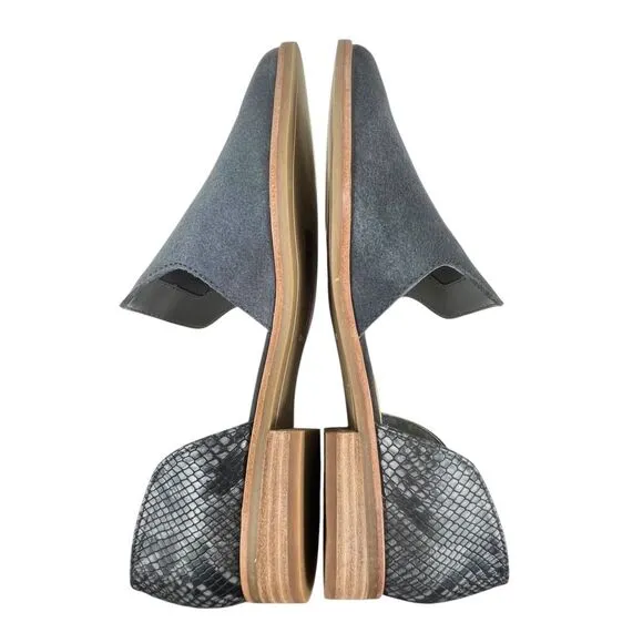 Dolce Vita Women 8.5M‎ Kelsa Pointed Toe Flats in Anthracite Suede &amp; Snake Print