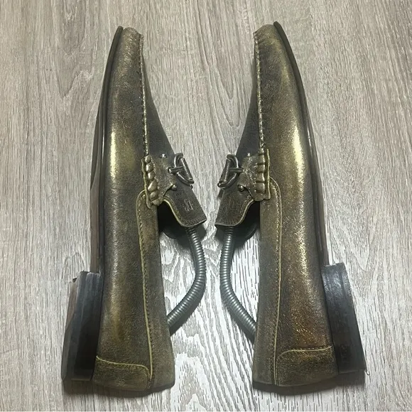 Donald J. Pliner Dacio Loafers Metallic Gold Leather Shoes Sz 10M Prom Rare​