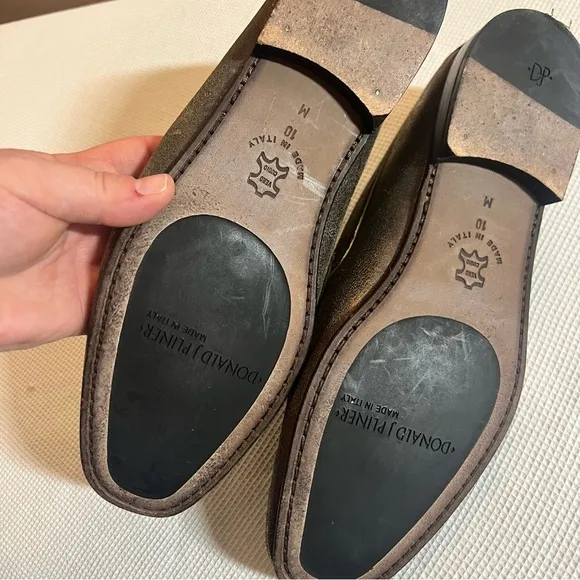 Donald J. Pliner Dacio Loafers Metallic Gold Leather Shoes Sz 10M Prom Rare​