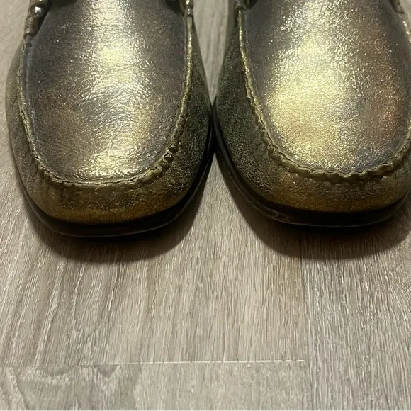 Donald J. Pliner Dacio Loafers Metallic Gold Leather Shoes Sz 10M Prom Rare​