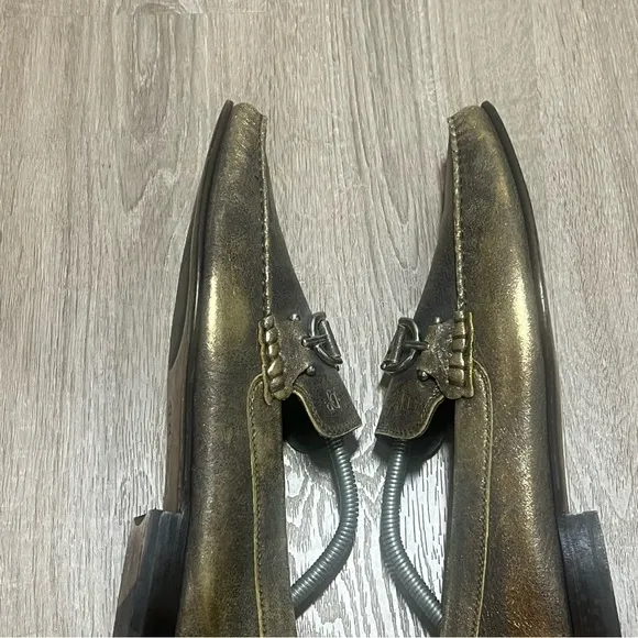 Donald J. Pliner Dacio Loafers Metallic Gold Leather Shoes Sz 10M Prom Rare​