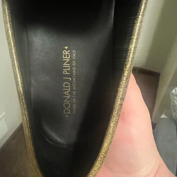 Donald J. Pliner Dacio Loafers Metallic Gold Leather Shoes Sz 10M Prom Rare​