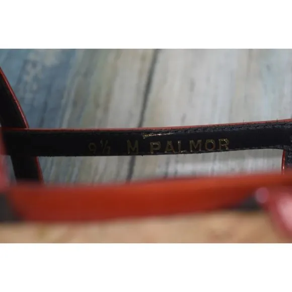 Donald J Pliner Palmor Red Patent Floral Wedges Size 9.5 Slingback Heels NICE