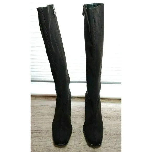 DONALD PILNER 8.5M Espresso Silk Elastic Tall Boots Side Zip IMANI S1-L06 M085