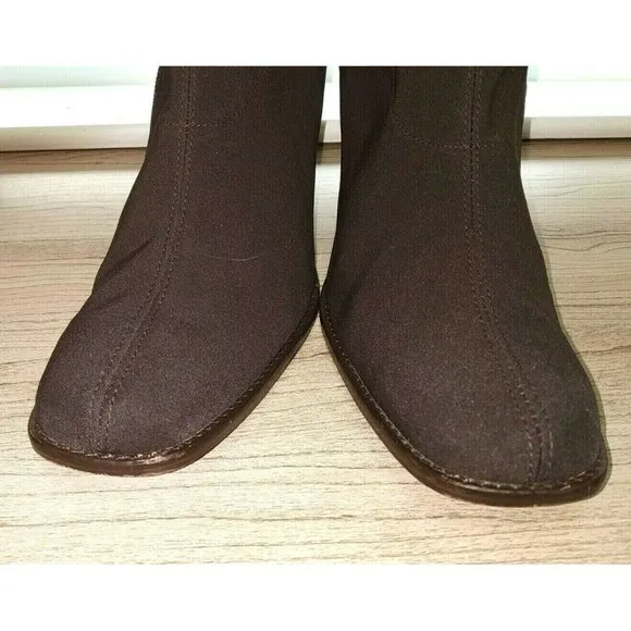 DONALD PILNER 8.5M Espresso Silk Elastic Tall Boots Side Zip IMANI S1-L06 M085